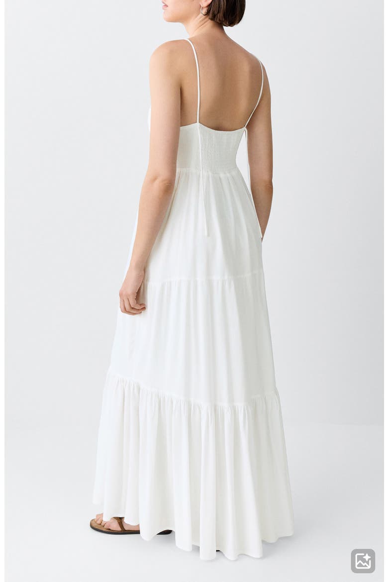 Sequin Beaded Trim Tiered Maxi Dress, Alternate, color, OFF WHITE