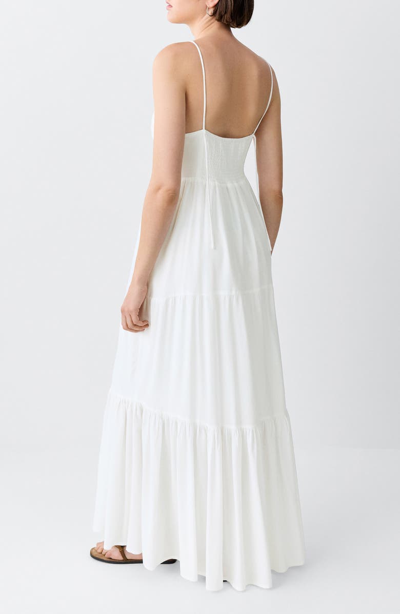 MANGO TEEN Sequin Beaded Trim Tiered Maxi Dress, Alternate, color, Off White