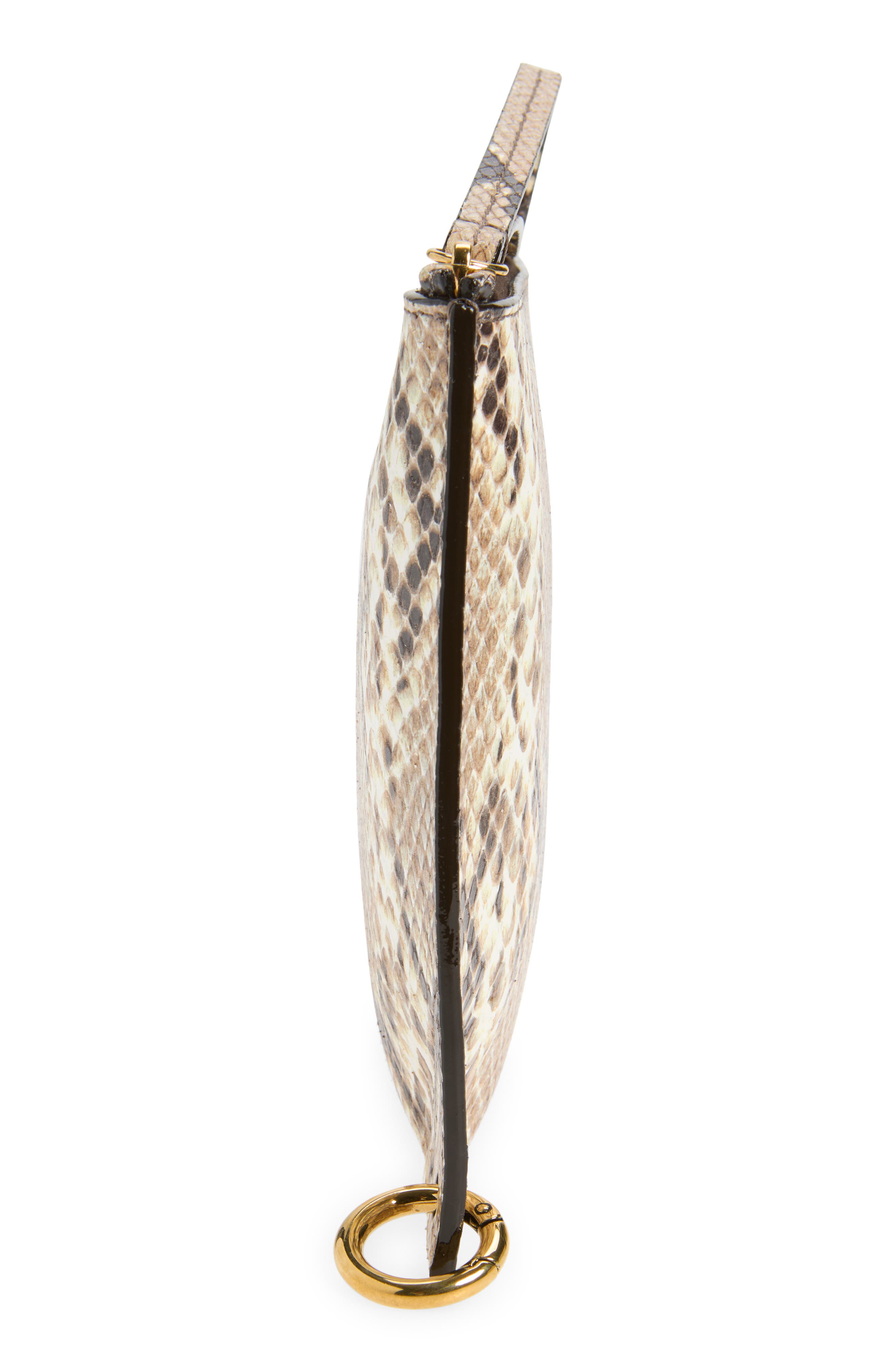Chloé Spin Snakeskin Embossed Leather Zip Pouch, Alternate, color, Dusty Beige