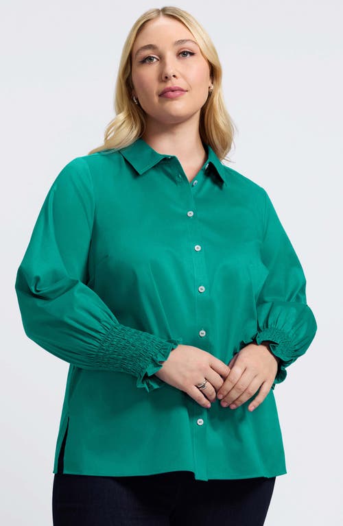 Foxcroft Avril Matte Sateen Button-up Shirt In Green