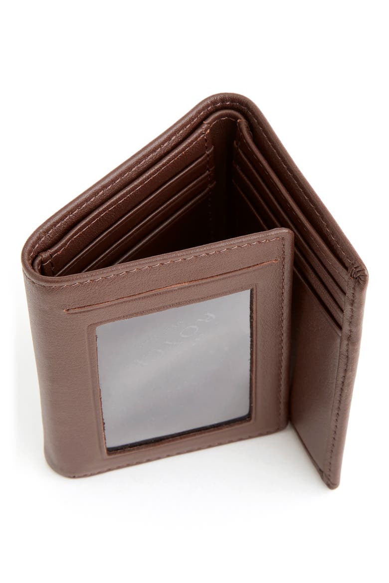 Leather Trifold Wallet, Alternate, color, BROWN