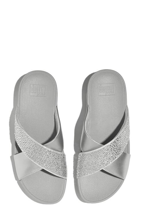 Fitflop Lulu Crystal Embellished Slide Sandal In Silver