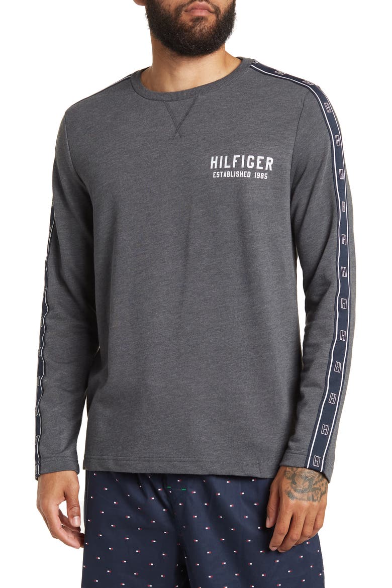 Long Sleeve Crew Neck Pajama T-Shirt, Main, color, CARBON HEATHER