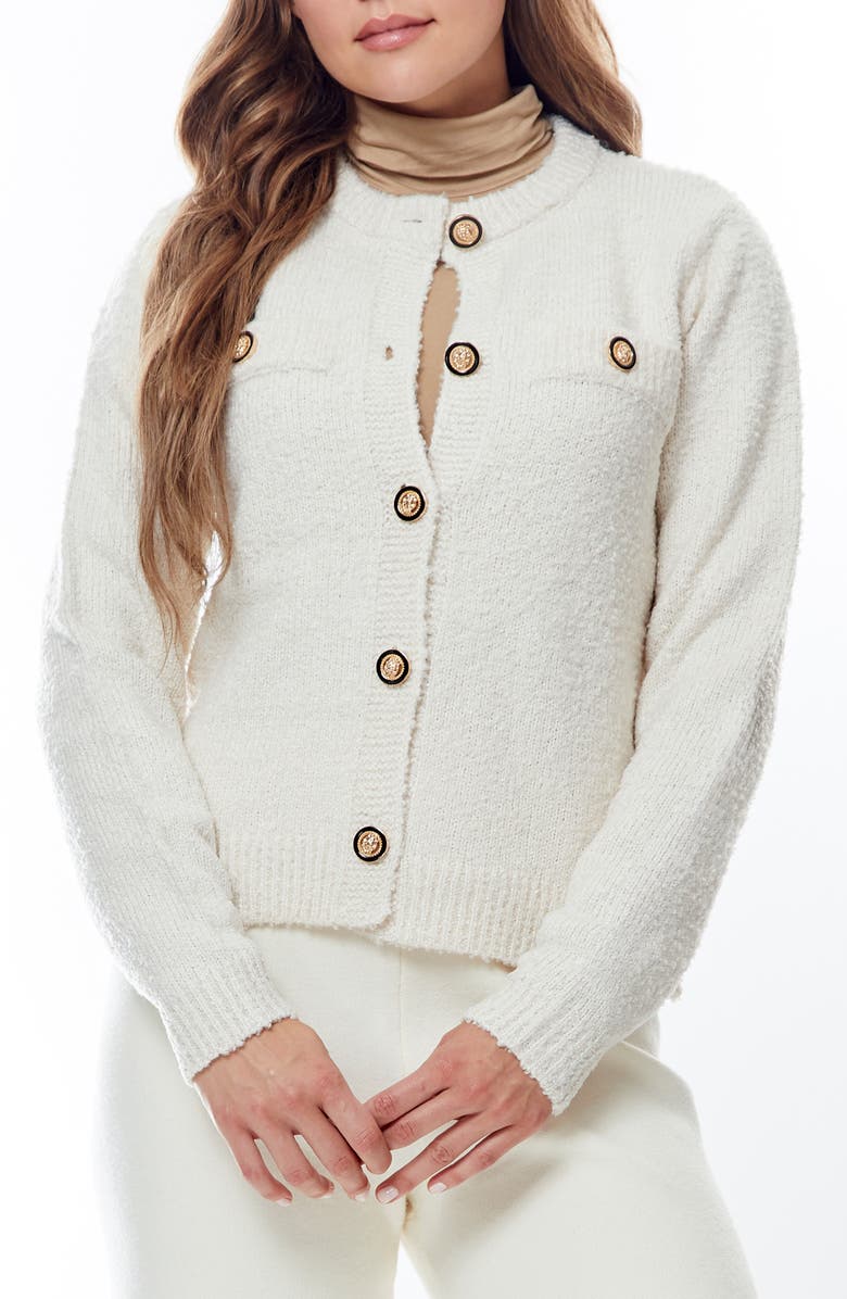 BY DESIGN Franca Bouclé Cardigan, Main, color, Gardenia