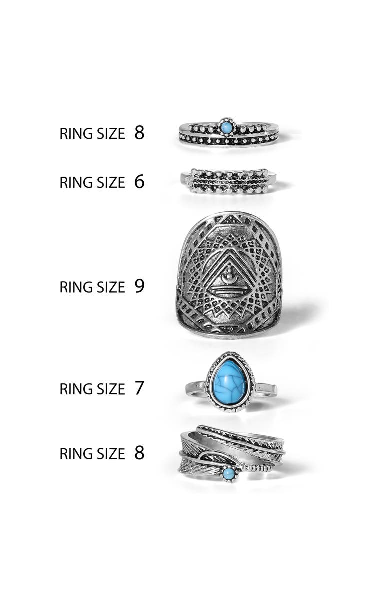 Jessica Simpson 5-Piece Mixed Silver-Tone Ring Set, Alternate, color, Silver