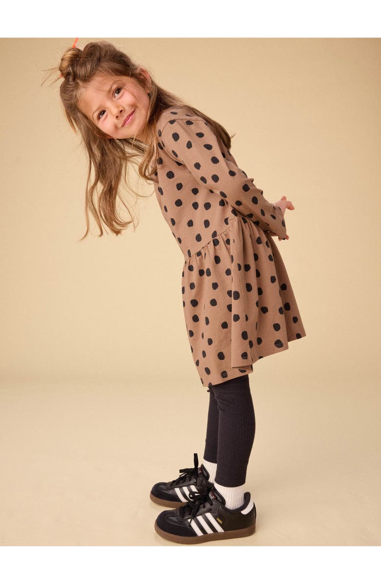 Tea Collection Long Sleeve Skirted Dress, Alternate, color, Leopard Dots