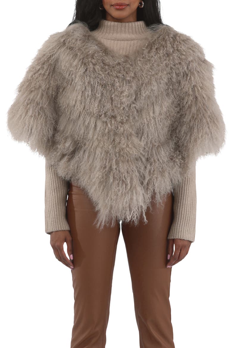 Select Genuine Shearling Shawl, Alternate, color, SILVER BLUE