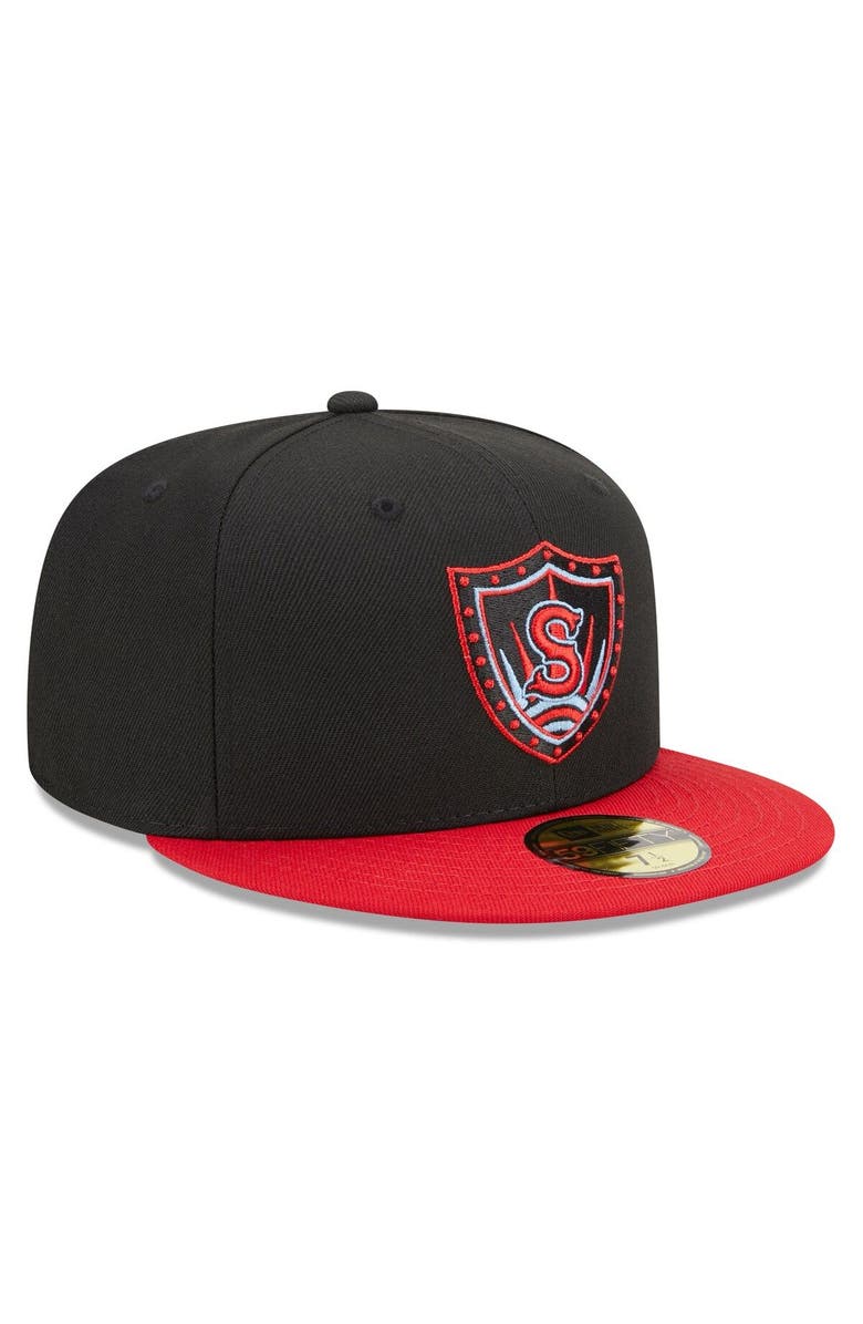 New Era Men's New Era Black/Red Spokane Indians Marvel x Minor League 59FIFTY Fitted Hat, Alternate, color, Black