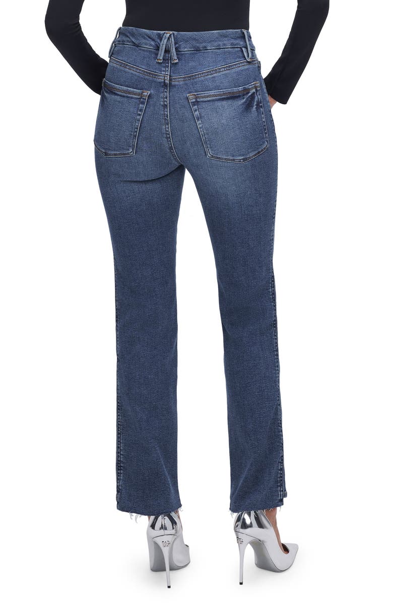 Good American Good Curve Step Hem Straight Leg Jeans, Alternate, color, Indigo522