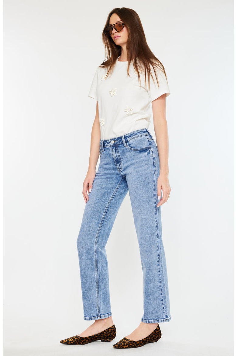 Tamia Essentials Mid Rise True Straight Jeans, Alternate, color, Medium Wash