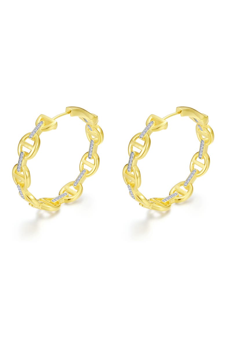 Paperclip Link Hoop Earrings, Main, color, WHITE GOLD