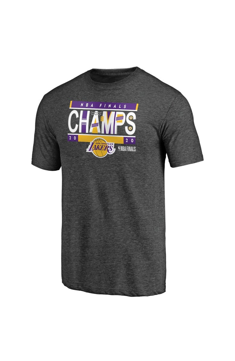 FANATICS Men's Fanatics Branded Heather Gray Los Angeles Lakers 2020 NBA Finals Champions Bank Shot Tri-Blend T-Shirt, Alternate, color,