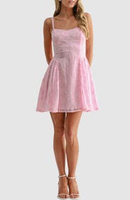 All in Favor Eyelet Lace Fit & Flare Party Dress