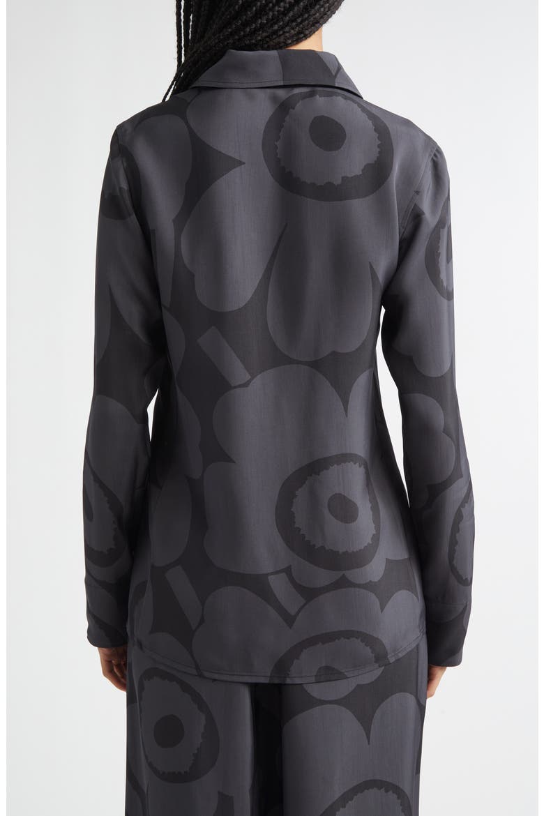 Vivahde Unikko Twill Button-Up Shirt, Alternate, color, BLACK DARK GREY