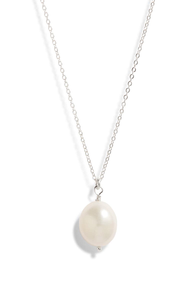 Set & Stones Adelle Keshi Pearl Pendant Necklace, Main, color, Silver