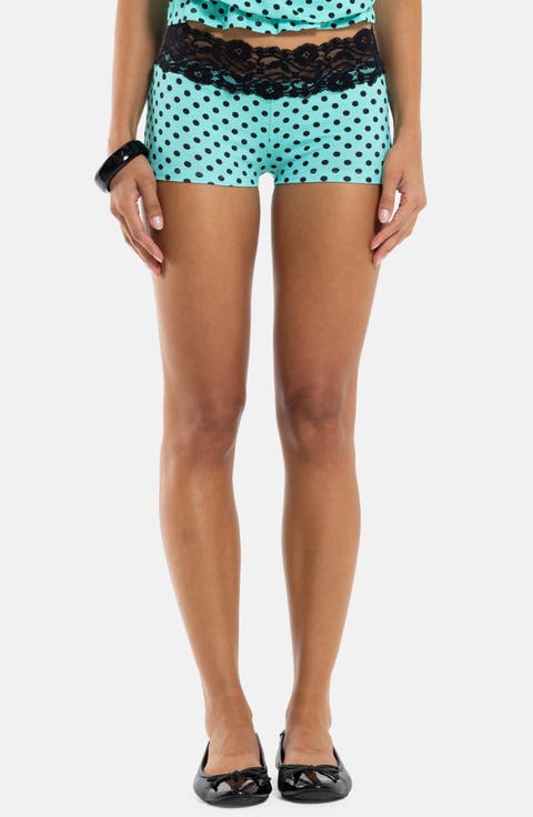 Polka Dot Lace Mini Shorts