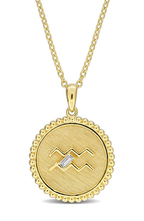 Zodiac Created White Sapphire Pendant Necklace
