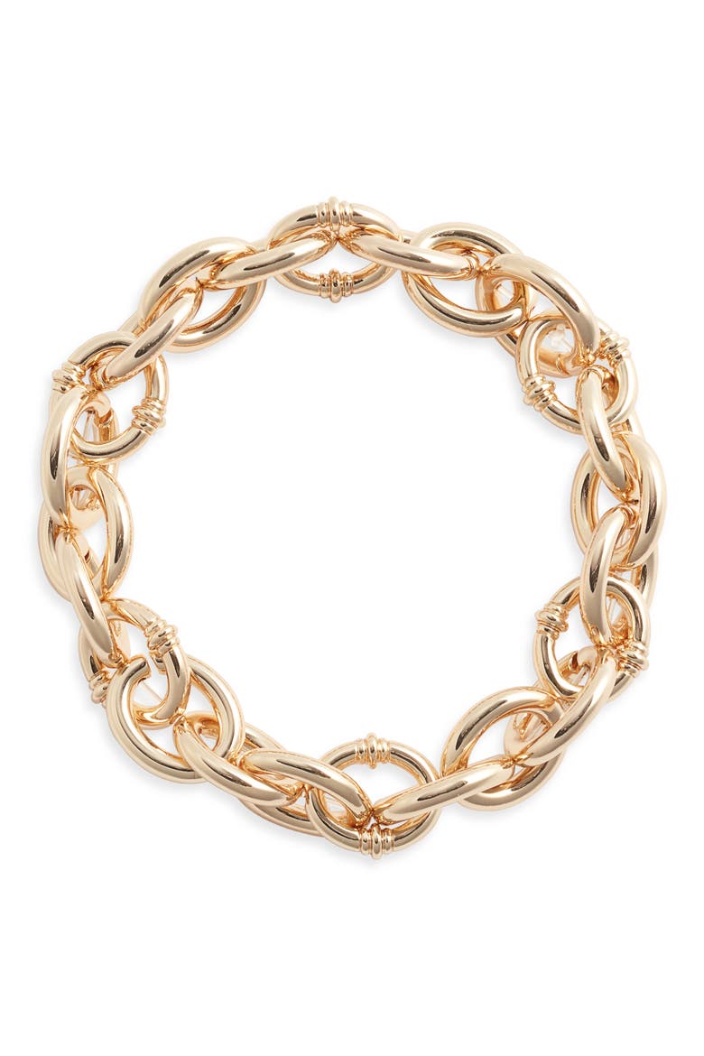 Oval Link Stretch Bracelet, Main, color, GOLD