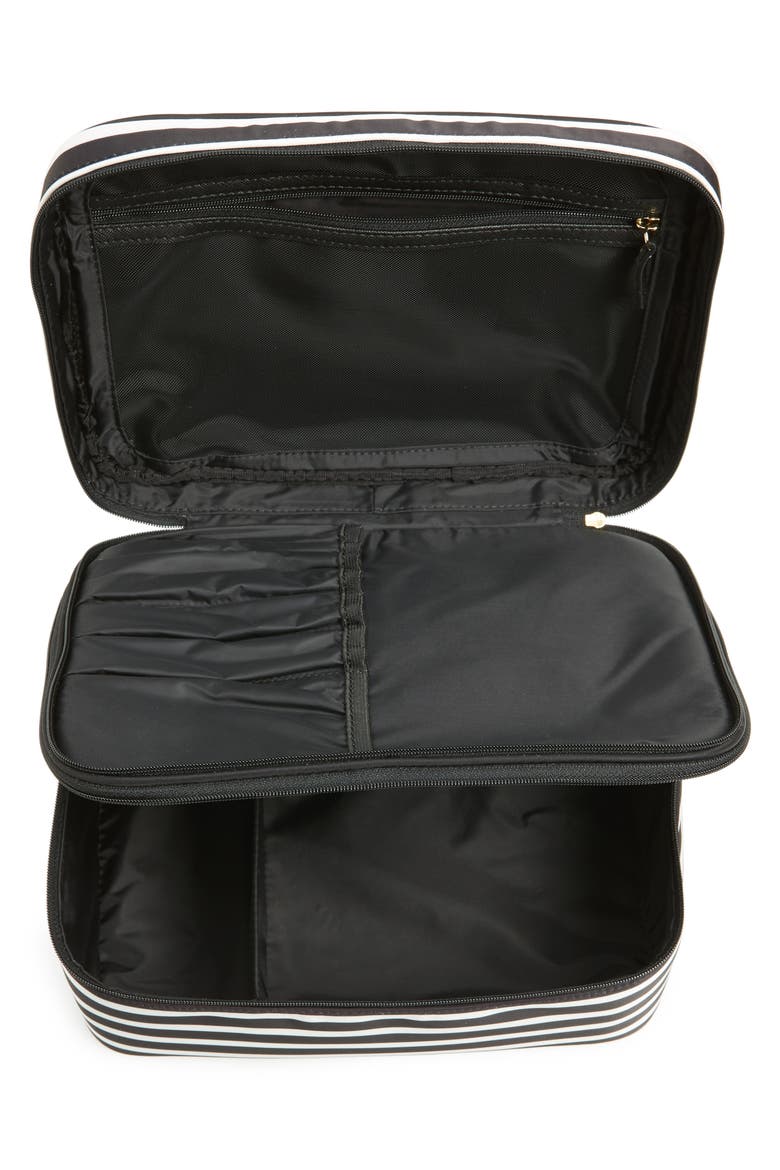 micah nylon cosmetics case, Alternate, color, BLACK/ CLOTTED CREAM