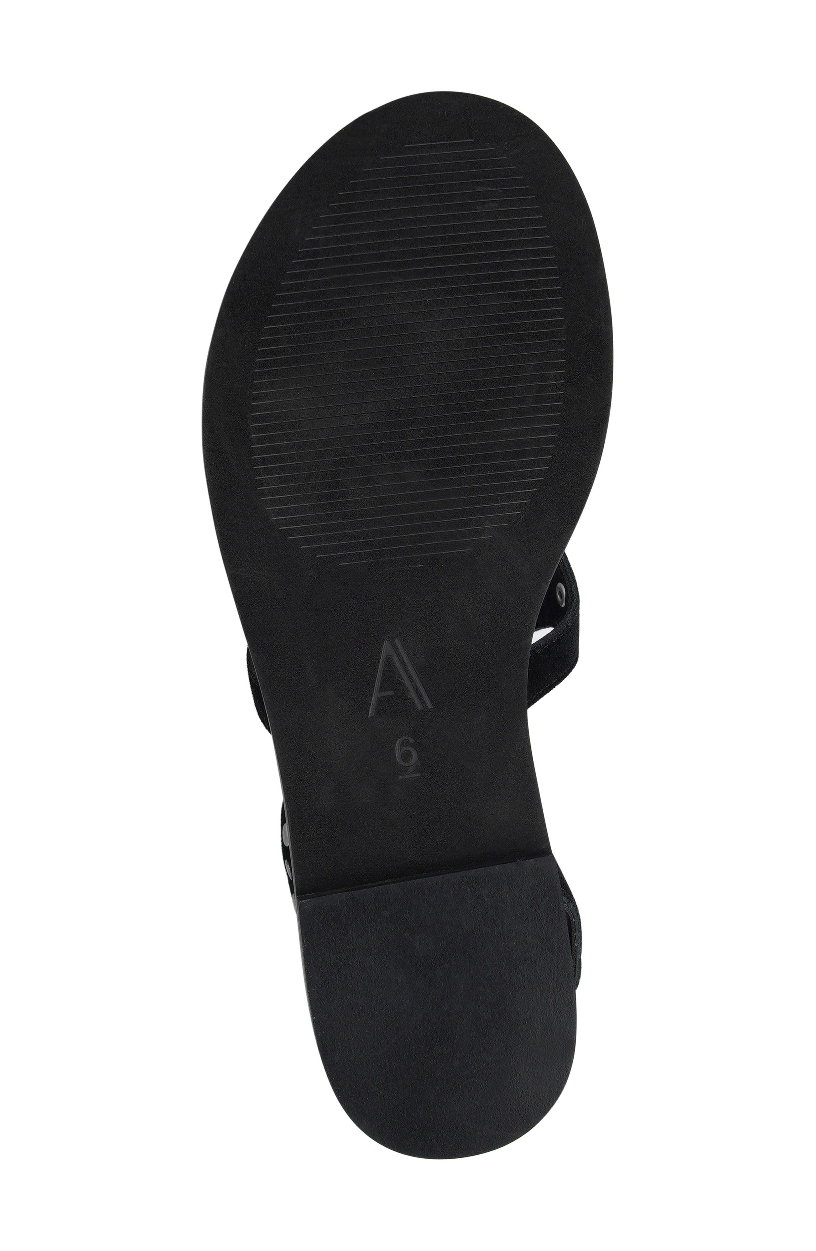 Leessa Studded Leather Thong Sandal, Alternate, color, BLACK SUEDE