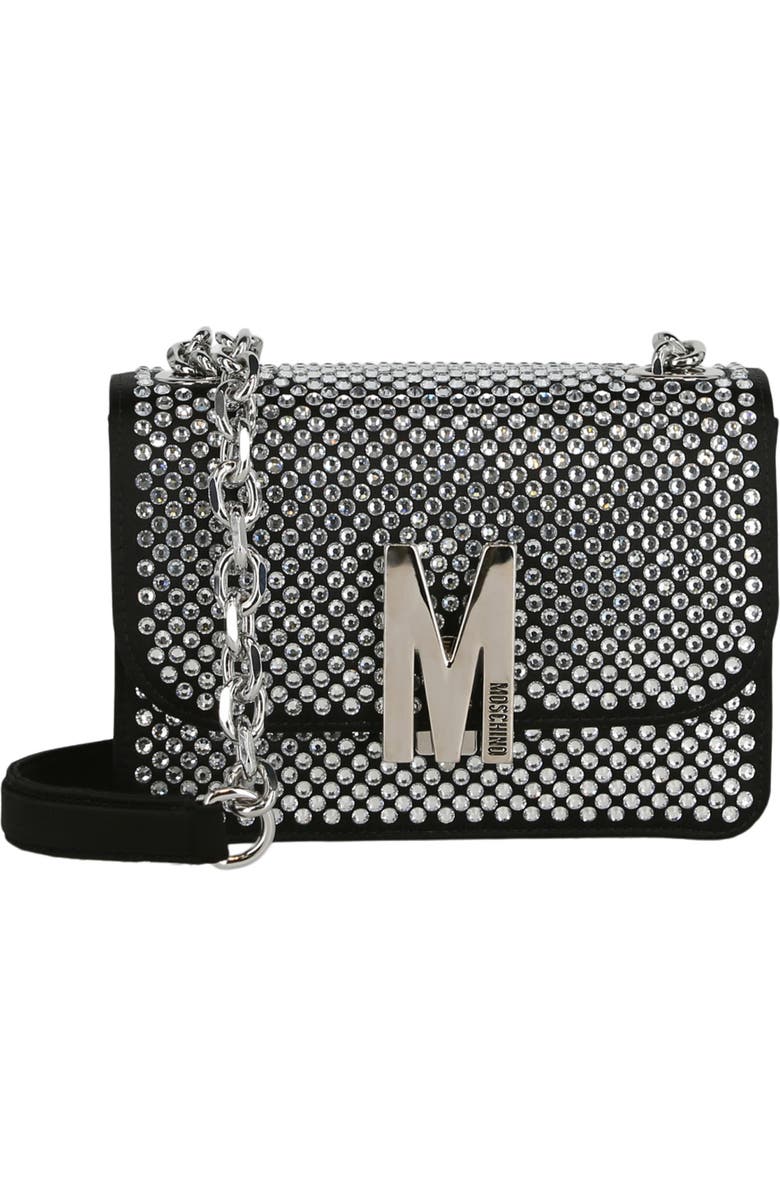 Moschino Crystal Embellished Crossbody Bag, Main, color,