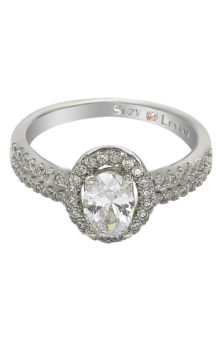 SUZY LEVIAN Sterling Silver Oval Cut Bridal Ring, Main, color, 