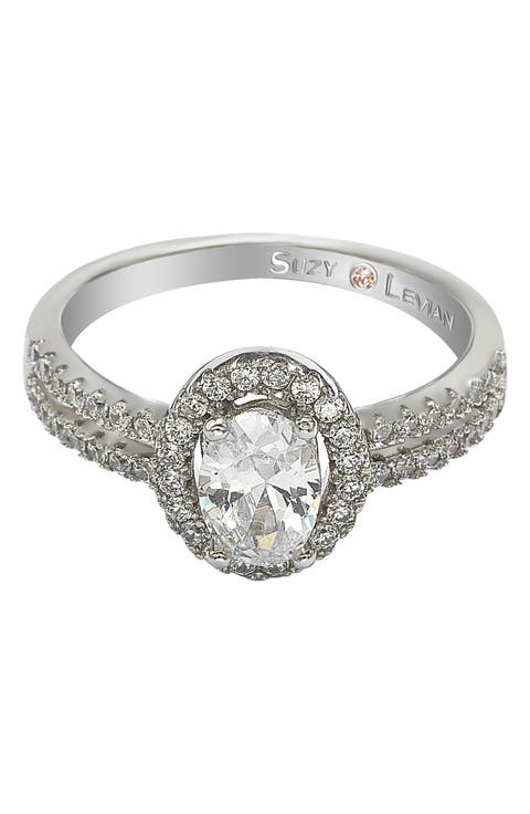 Sterling Silver Oval Cut Bridal Ring