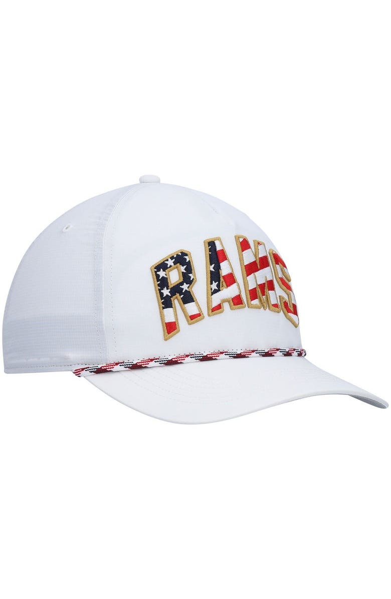 '47 Men's '47 White Los Angeles Rams Hitch Stars and Stripes Trucker Adjustable Hat, Alternate, color, White