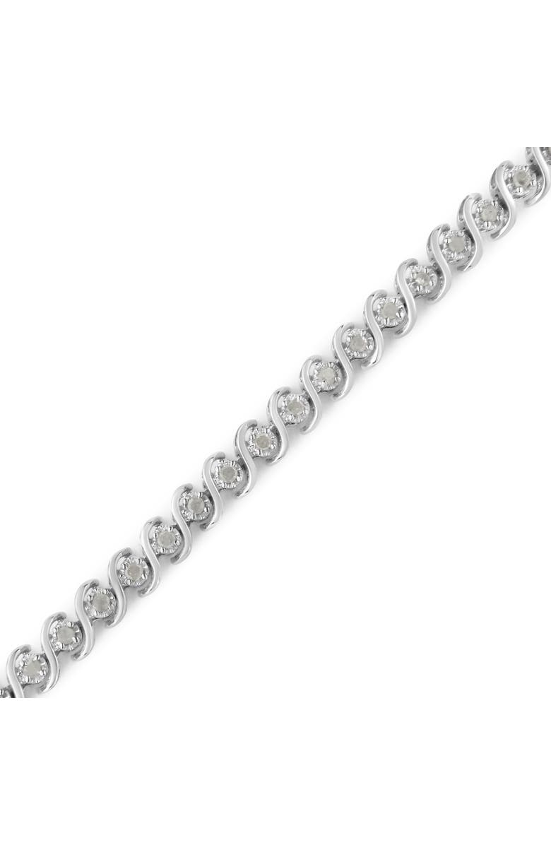 Haus of Brilliance Silver 1.0 Cttw Round Miracle-Set Diamond Tennis Bracelet, Alternate, color, White