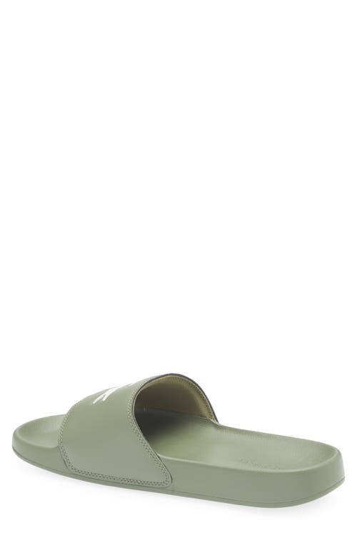 Lacoste Serve Slide Sandal In Khaki/white