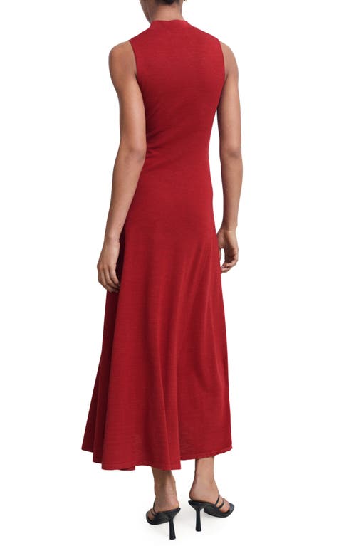 Mango Knit Flared Maxi Dress In Red