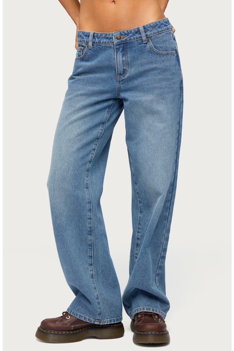 Breslin Low Rise Straight Leg Jeans, Main, color, MEDIUM-BLUE-WASHED