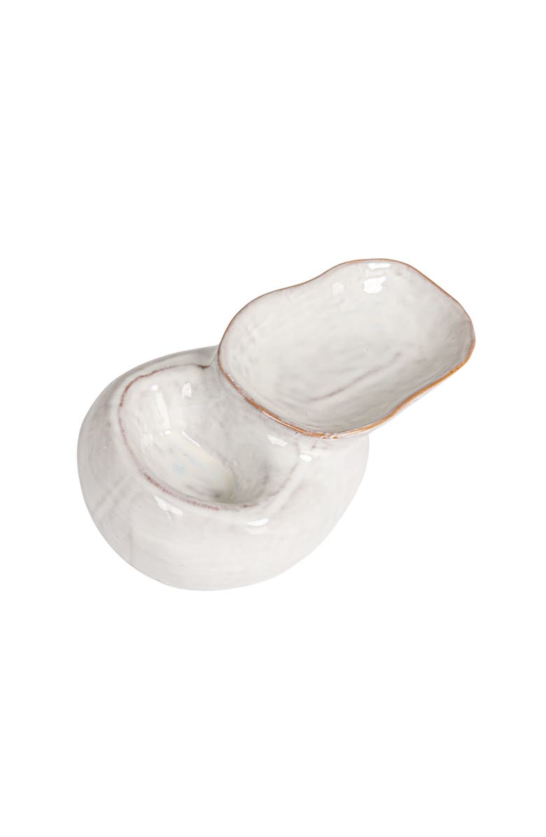 Storied Home Dual Harmony Stoneware Pedestal Dish, Main, color, White