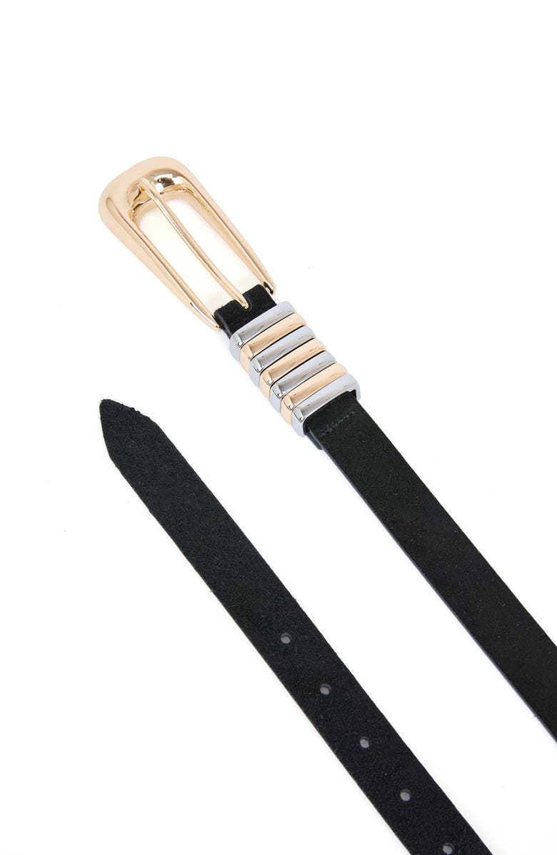 Ettika Two-Tone Keeper Leather Belt, Alternate, color, Black And Gold