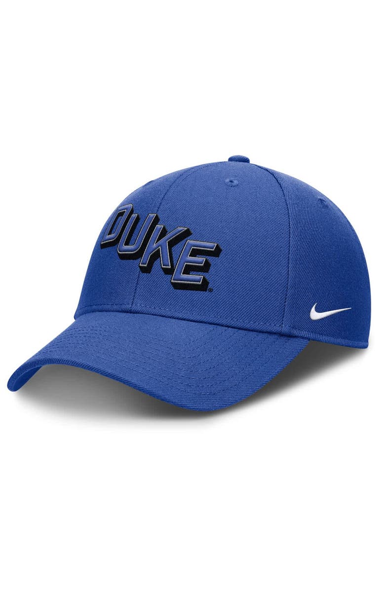 Nike Men's Nike Royal Duke Blue Devils Slanted Primetime Rise Performance Adjustable Hat, Main, color, Royal