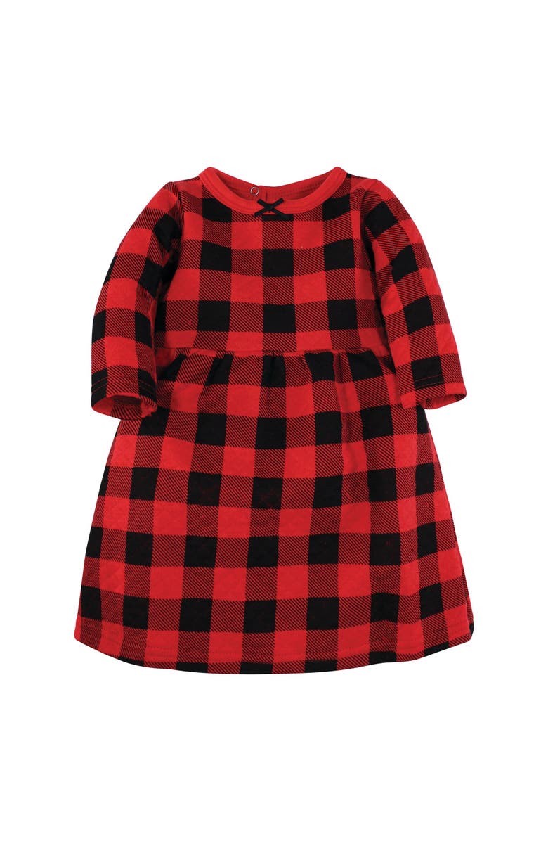 Hudson Baby Double Pack of Long-Sleeve Dress, Alternate, color, Buffalo Plaid Leopard