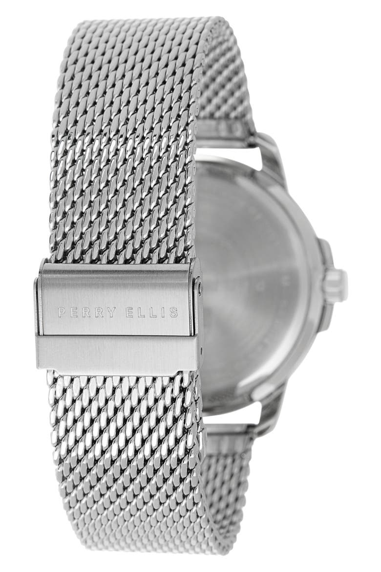 Solar Powered Mesh Bracelet Watch, 41mm, Alternate, color, SILVER