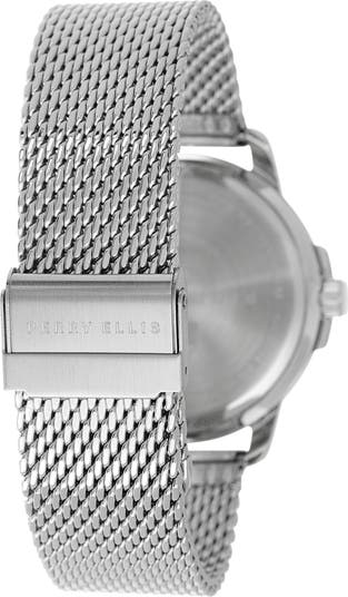 Solar Powered Mesh Bracelet Watch, 41mm