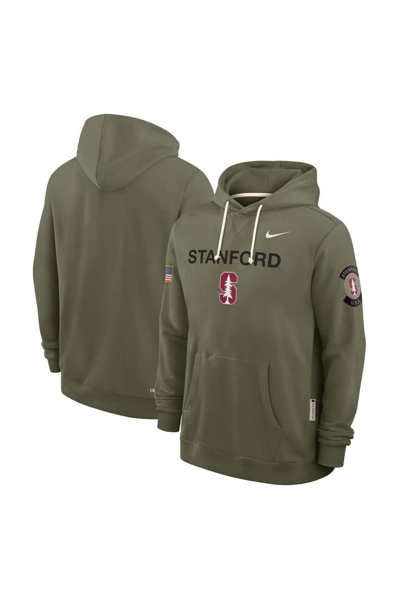 Men's Nike Olive Stanford Cardinal 2025 Military Appreciation Performance Pullover Hoodie, Alternate, color, Olive