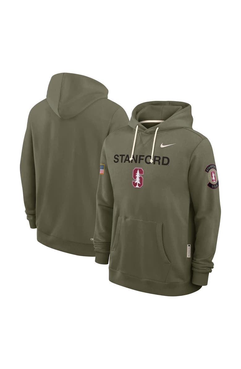 Nike Men's Nike Olive Stanford Cardinal 2025 Military Appreciation Performance Pullover Hoodie, Alternate, color, 