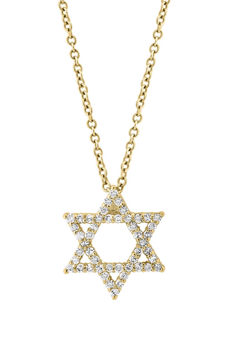14K Yellow Gold Diamond Star of David Pendant Necklace - 0.24ct., Main, color, YELLOW GOLD