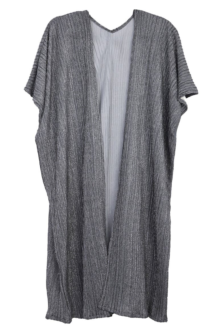Pleated Shimmer Duster, Alternate, color, GUNMETAL