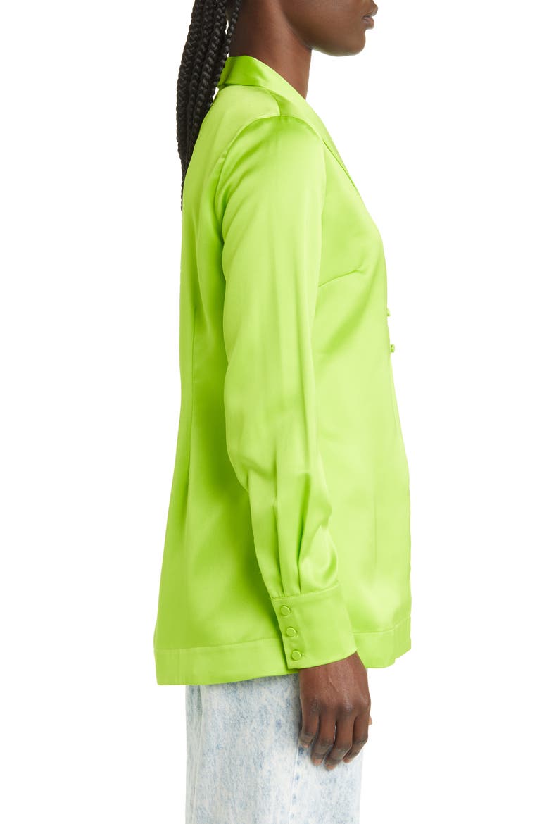 Naomi Satin Button-Up Shirt, Alternate, color, ACID LIME