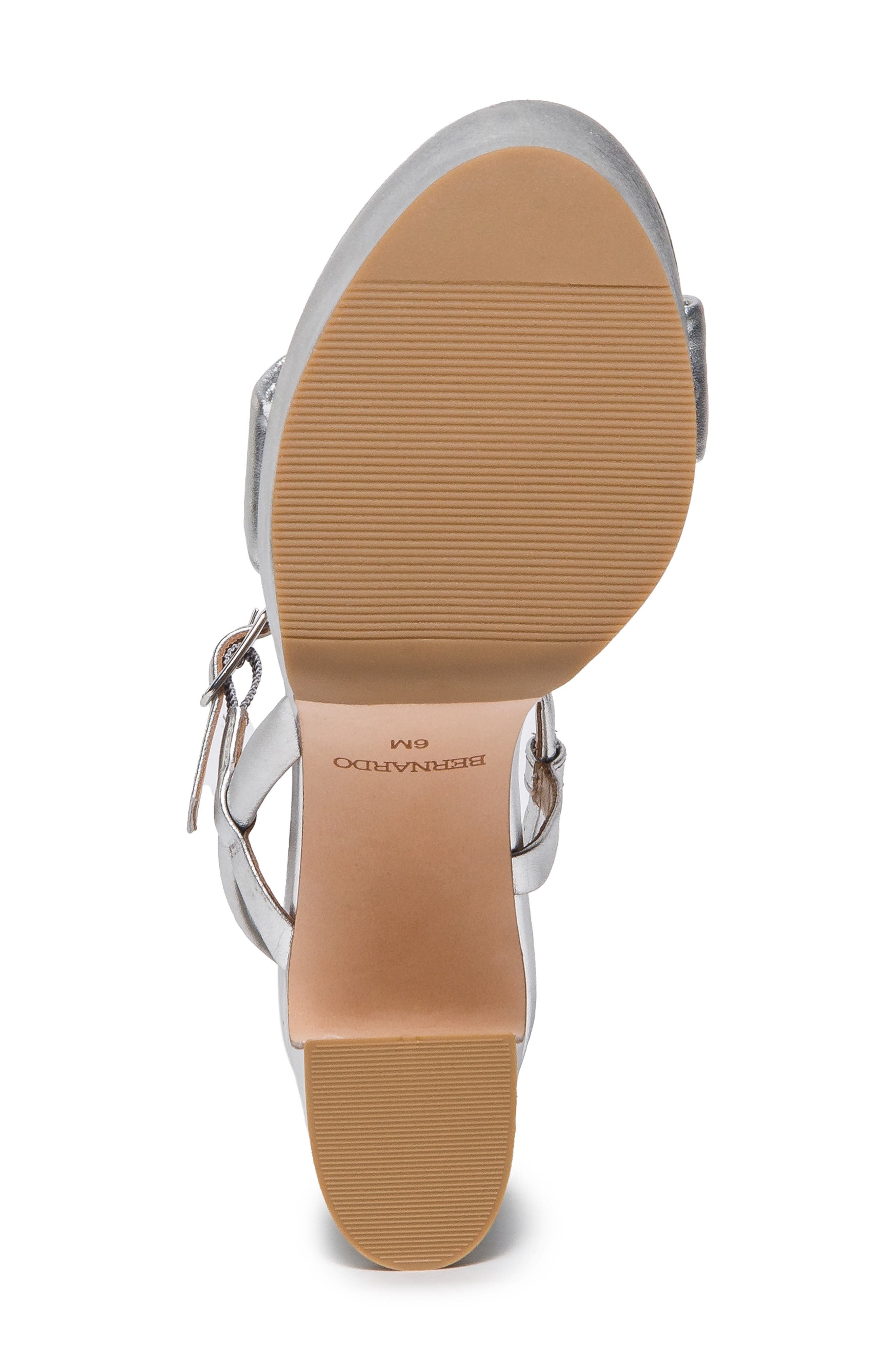 Bernardo Footwear Ventura Ankle Strap Platform Sandal, Alternate, color, Silver Glove Leather