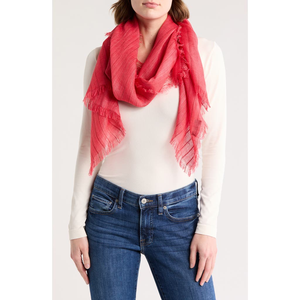Bcbg Stripe Wrap Scarf In Poppy Red