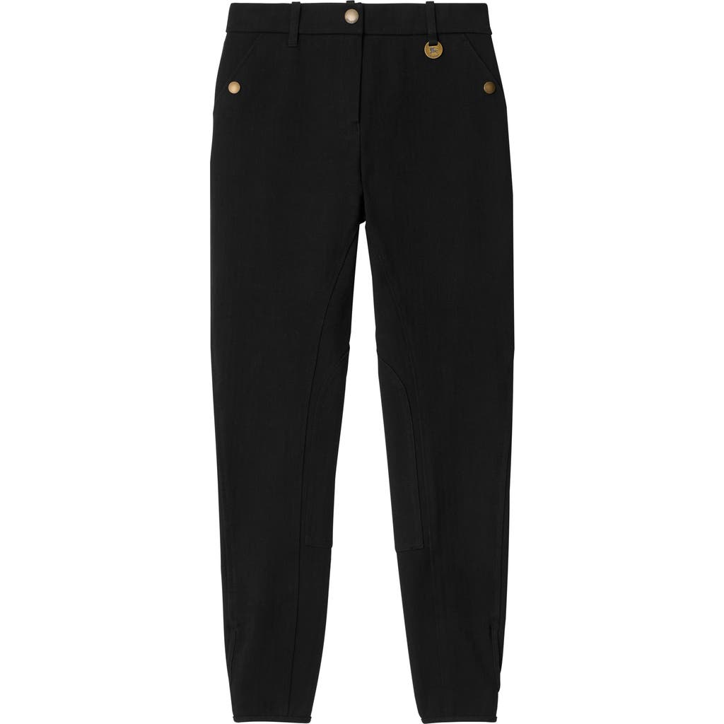 Burberry Herringbone Stretch Cotton Jodhpurs In Black