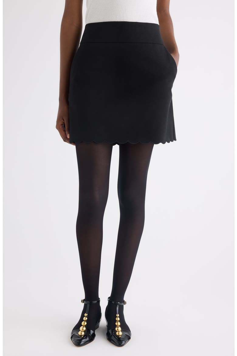 Scalloped Miniskirt, Main, color, BLACK