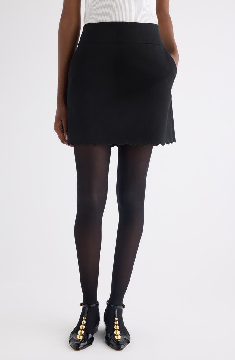 Chloé Scalloped Miniskirt, Main, color, Black
