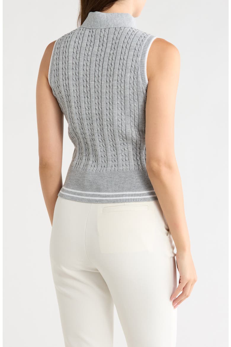 Tie Neck Sleeveless Sweater, Alternate, color, HEATHER GREY/ WHITE