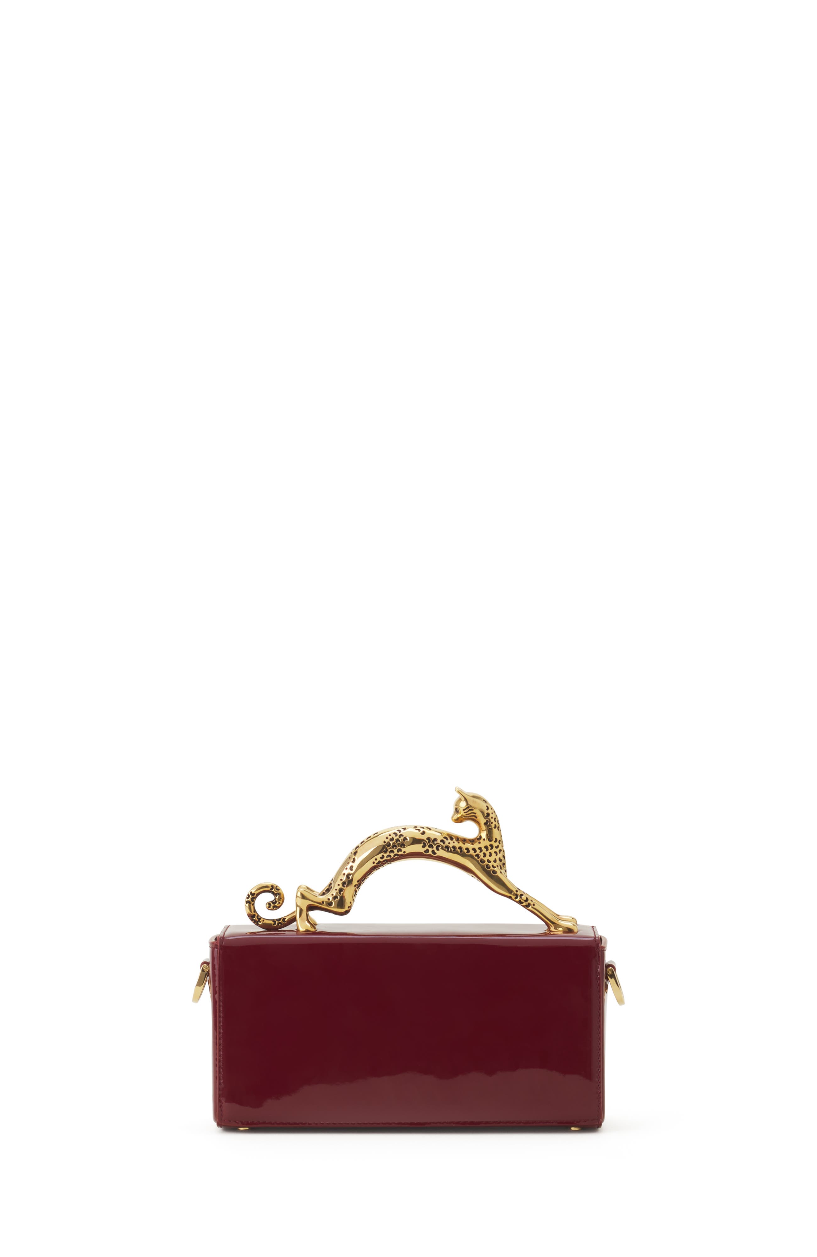 Pencil Cat Nano Bag In Patent Leather, Alternate, color, Garnet